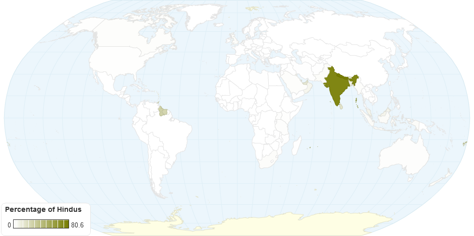 Percentage of Hindus by Country