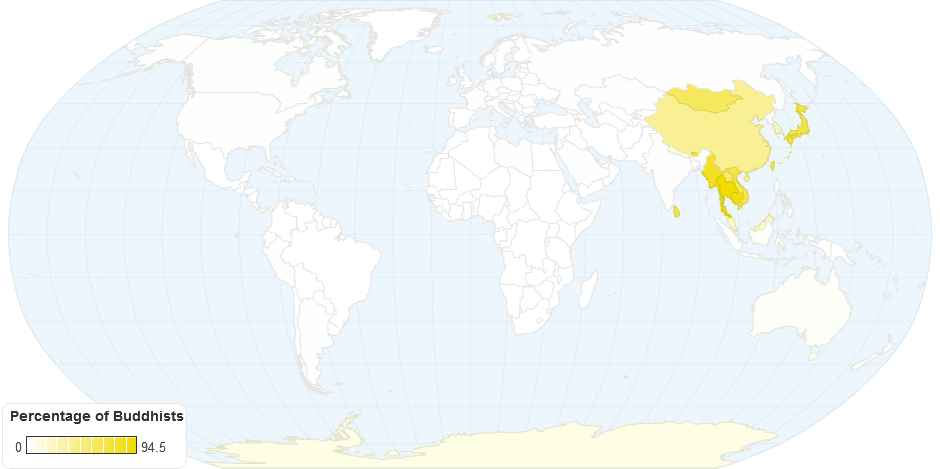 Percentage of Buddhists by Country