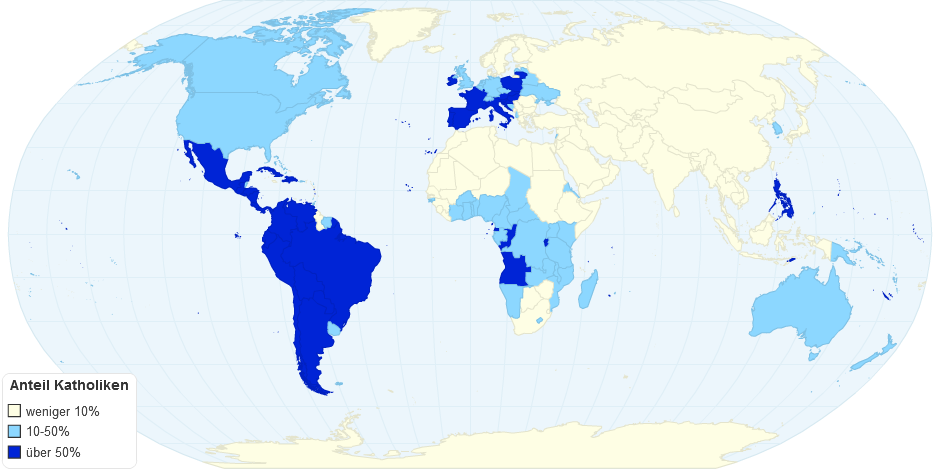 Katholische Kirche nach Land: Absolute Mehrheit & Signifikante Minderheiten
