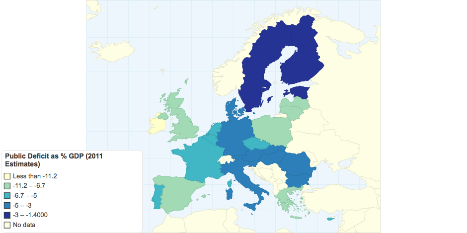 Public Deficit as % GDP (2011 Estimates)