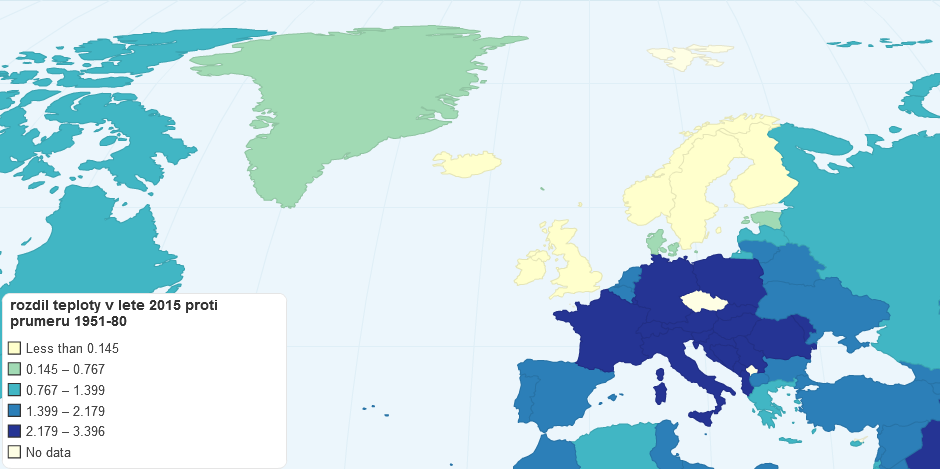rozdil teploty v lete 2015 proti prumeru 1951-80