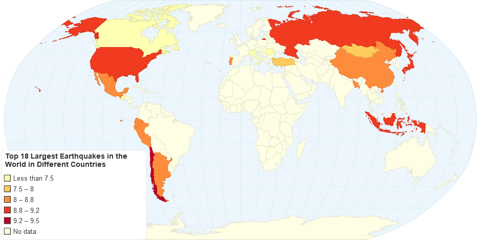 Top 18 Largest Earthquakes in the World in Different Countries