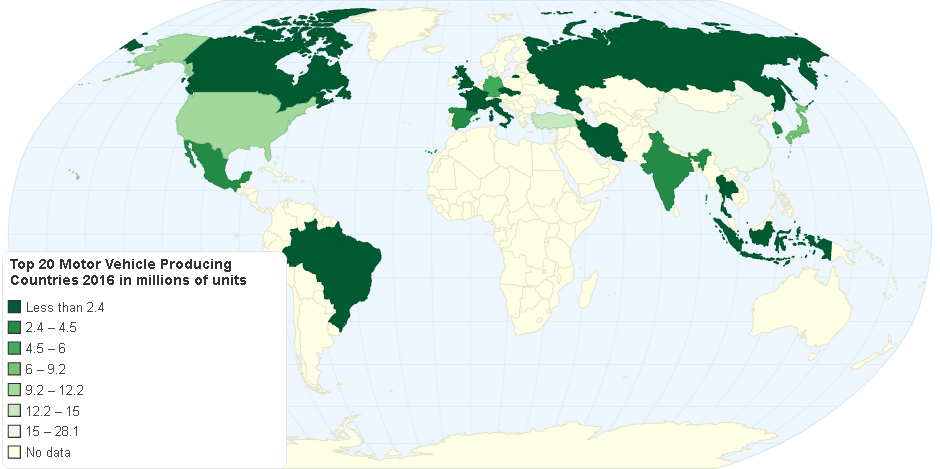 Top 20 Motor Vehicle Producing Countries 2016