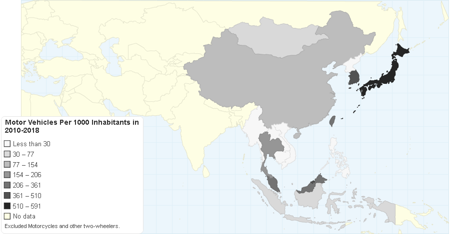 Motor Vehicles Per 1000 Inhabitants Excluded Motorcycles 2010-2018