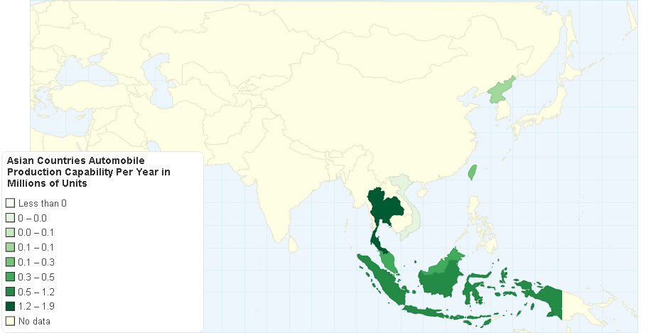 Asian Countries Automobile Production Capability Per Year in Millions of Units2