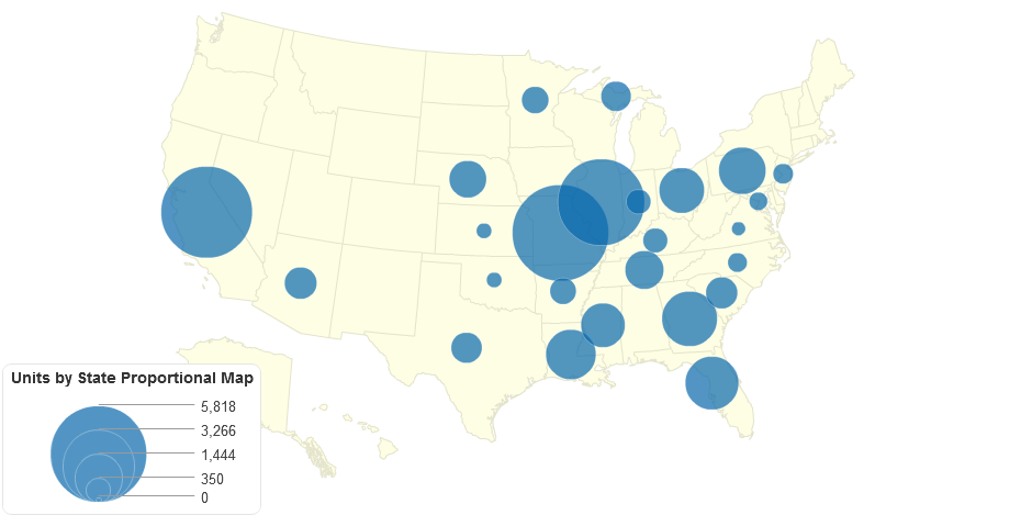 Units by State Proportional Map 2