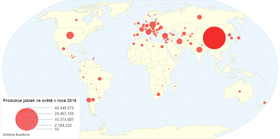 Produkce jablek ve světě v roce 2016