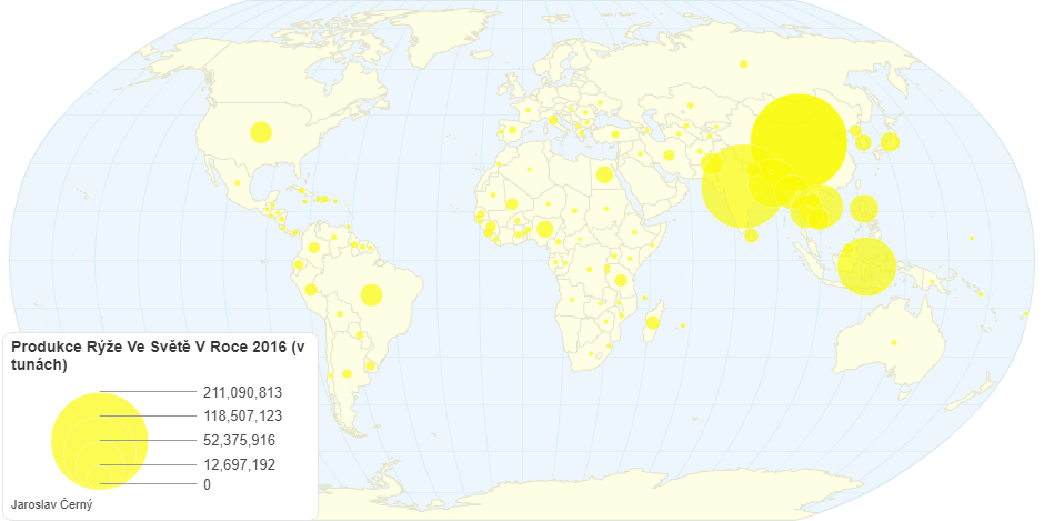 Produkce Rýže Ve Světě V Roce 2016 (v tunách)