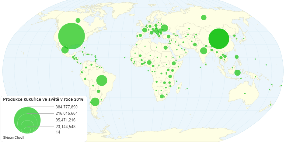 Produkce kukuřice ve světě v roce 2016