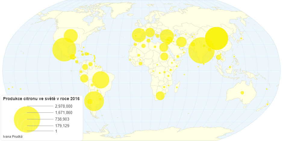 Produkce citronu ve světě v roce 2016