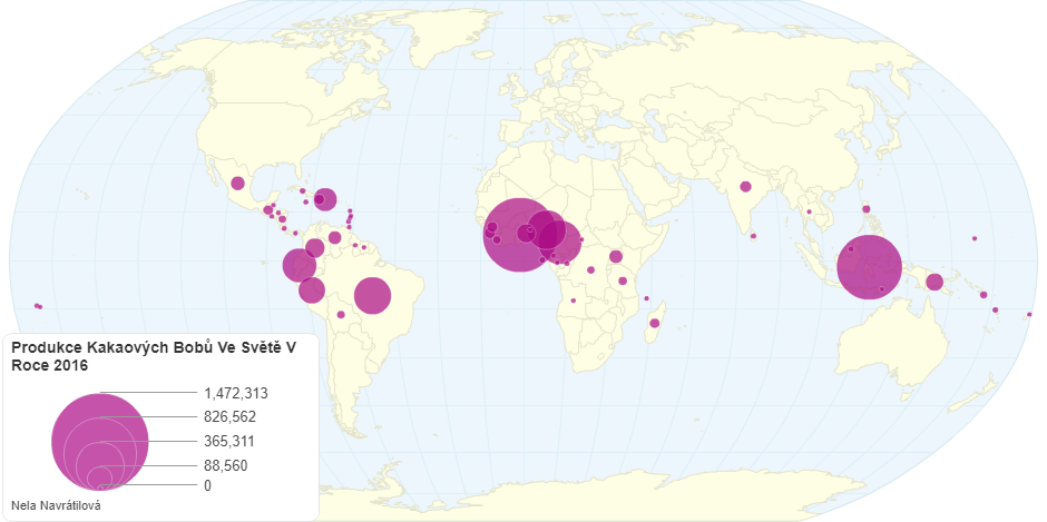 Produkce Kakaových Bobů Ve Světě V Roce 2016