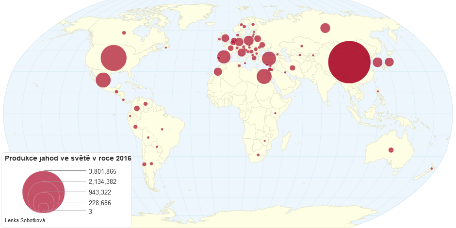 Produkce jahod ve světě v roce 2016