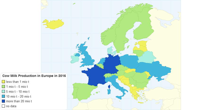 Cow Milk Production in Europe in 2016