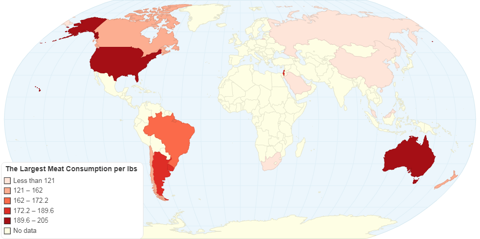 Map of Top Meat Consuming Countries of the World