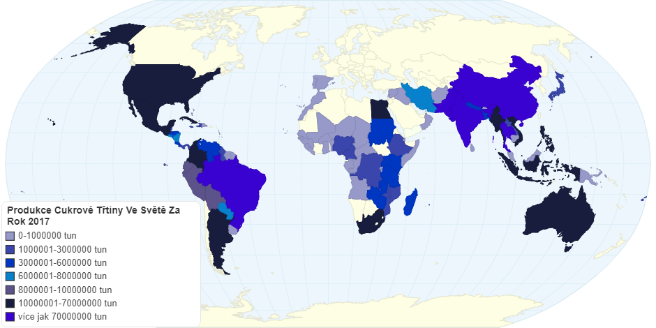 Produkce Cukrové Třtiny Ve Světě Za Rok 2017