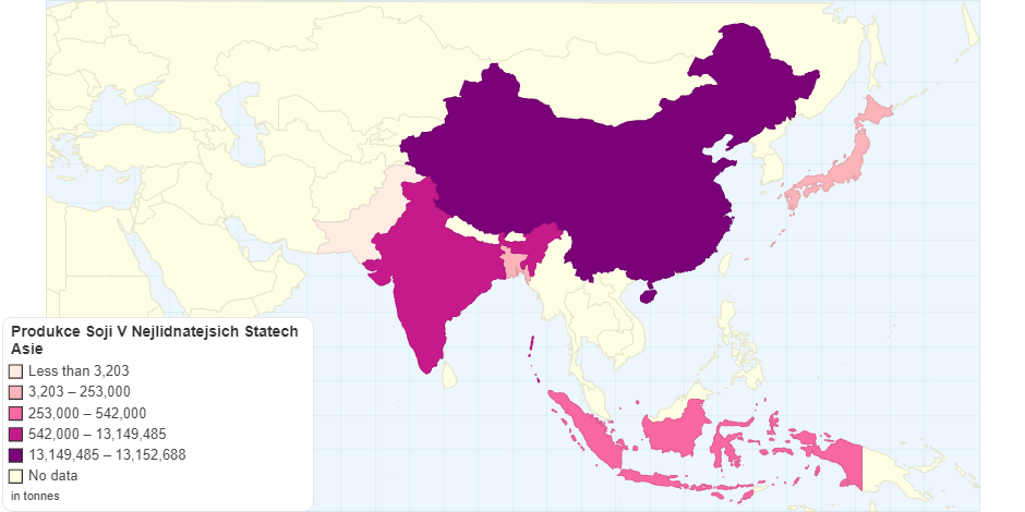 Produkce Soji V Nejlidnatejsich Statech Asie