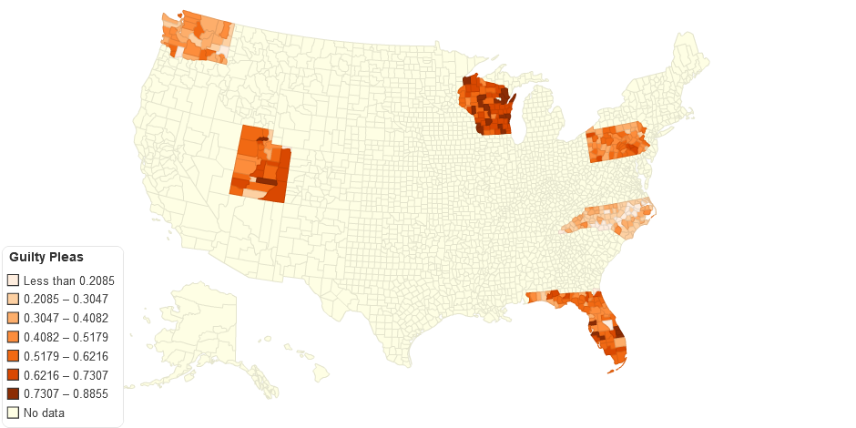 Percent of Cases Involving a Guilty Plea to All Charges by County