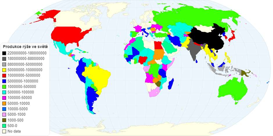 Produkce rýže ve světě