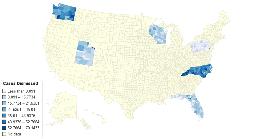 Percent of Cases Dismissed by County