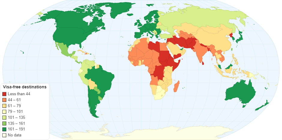 Visa-free destinations by country