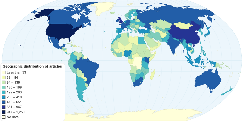 Geographic distribution of Equal Eyes articles