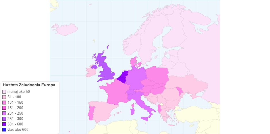 Hustota Zaludnenia Europa