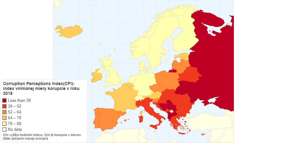 Miera vnímania korupcie občanmi v roku 2018