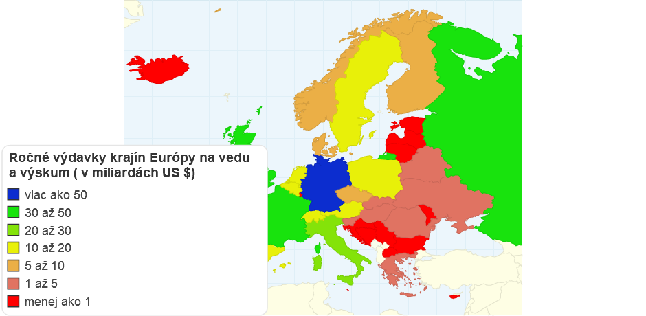 VÝDAVKY KRAJÍN EURÓPY NA VEDU A VÝSKUM ZA ROK