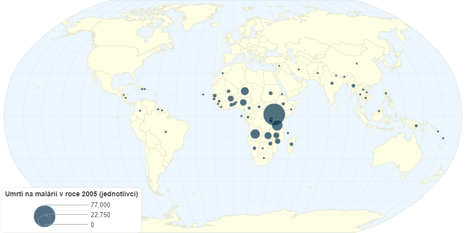 Umrtí na malárii ve světě