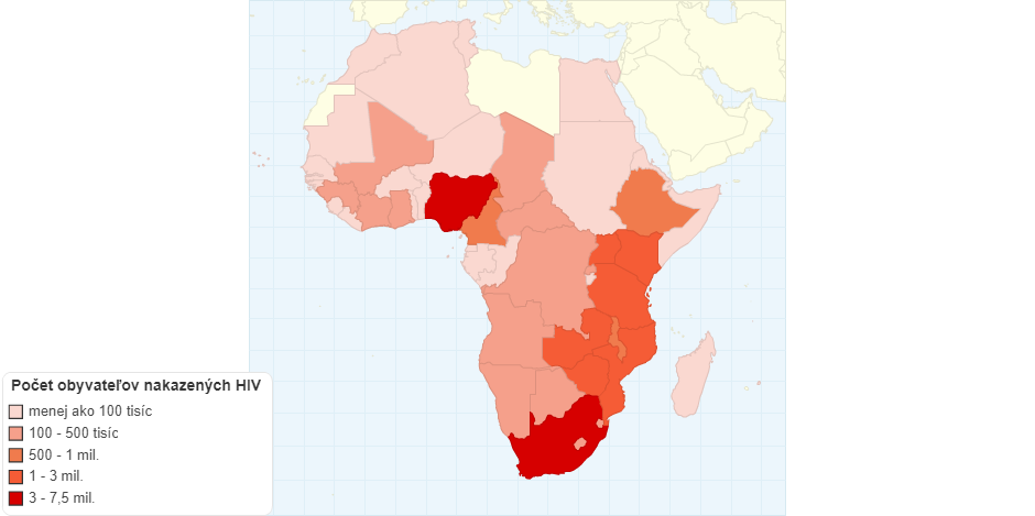Rozšírenie HIV v Afrike v roku 2016