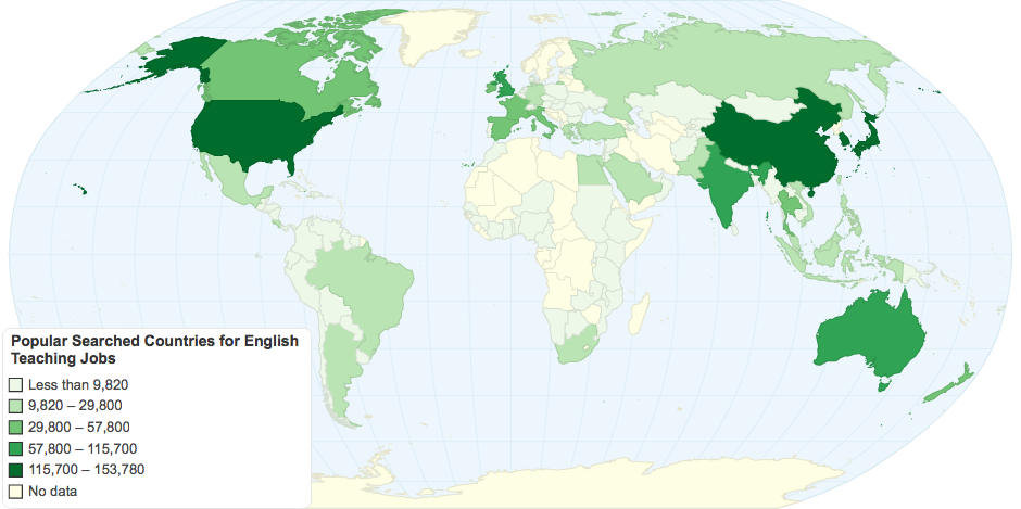 Popular Searched Countries for English Teaching Jobs