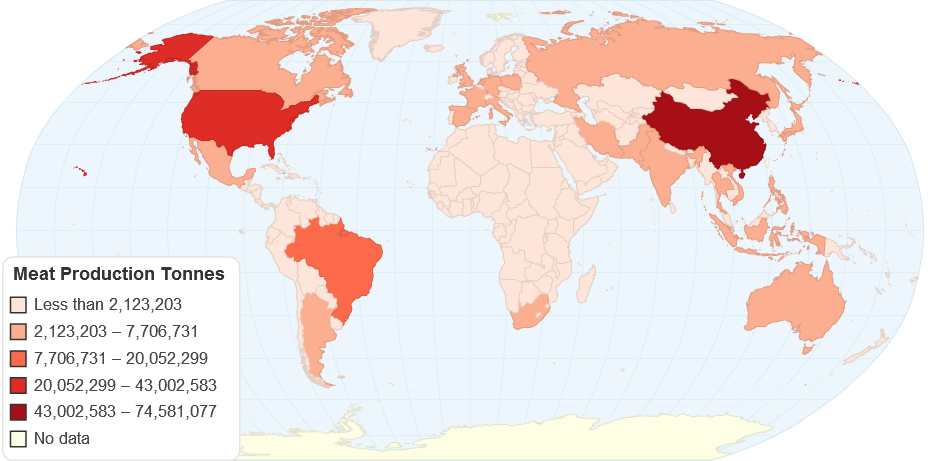 Meat Production in Tonnes per Country