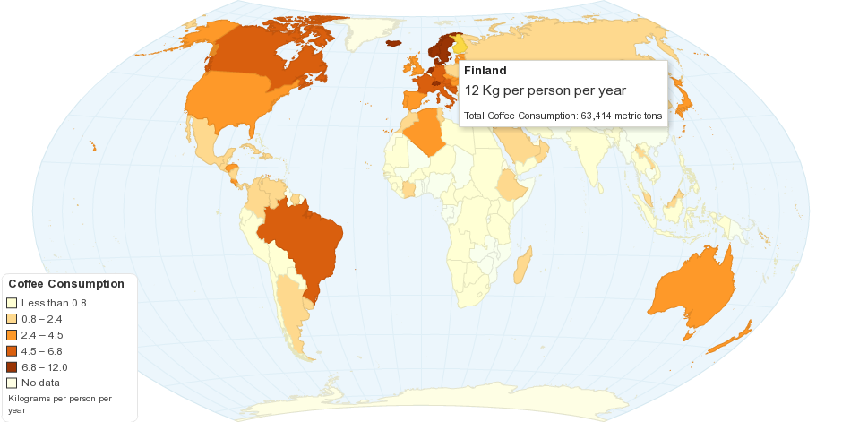 Current Worldwide Annual Coffee Consumption per capita