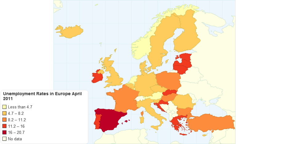 Unemployment Rates in Europe April 2011