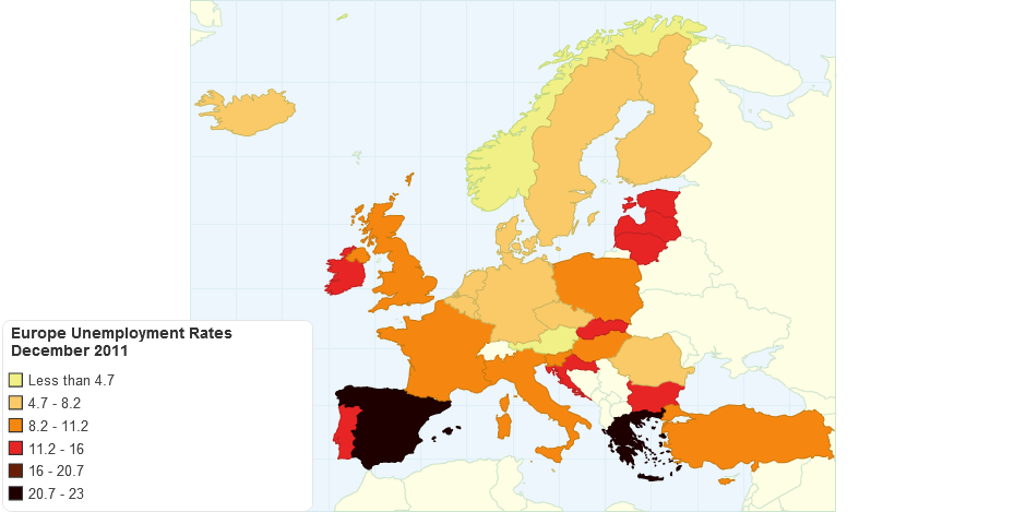 Europe Unemployment Rates December 2011