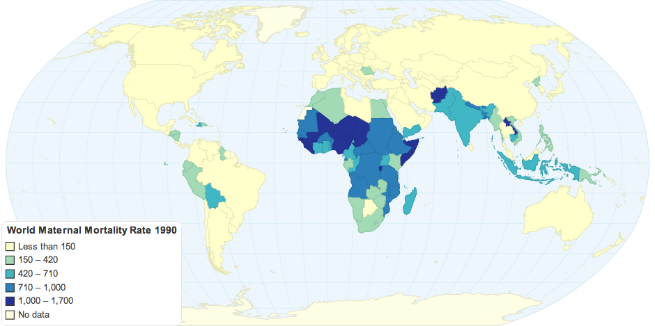 World Maternal Mortality Ratio 1990 (modeled estimate, per 100,000 live births)