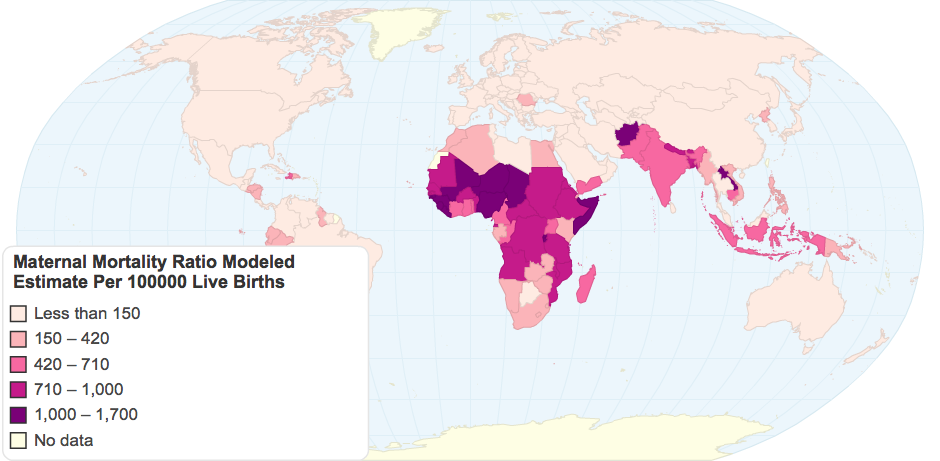 World Maternal Mortality Ratio 1990 (modeled estimate per 100,000 live births)