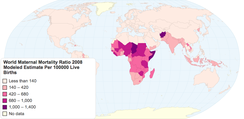 World Maternal Mortality Ratio 2008 Modeled Estimate Per 100000 Live Births