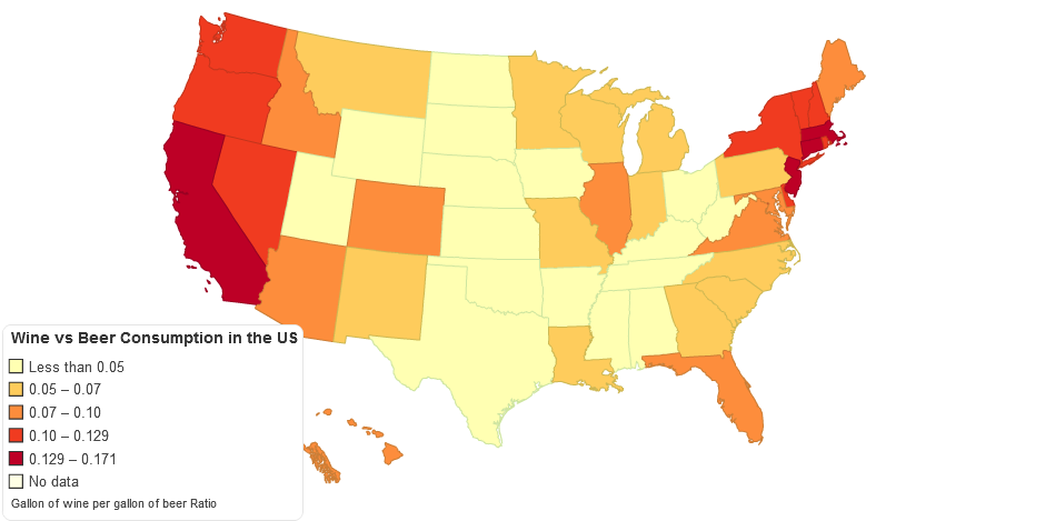 Wine vs Beer Consumption in the US