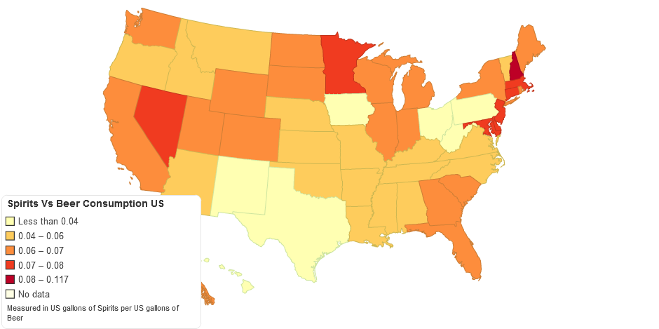 Spirits Vs Beer Consumption US