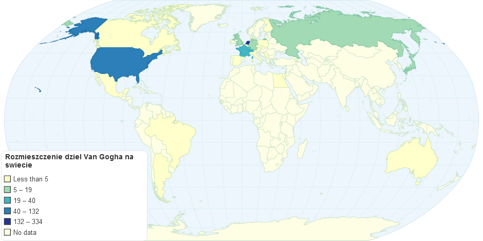 Rozmieszczenie dziel Van Gogha na swiecie