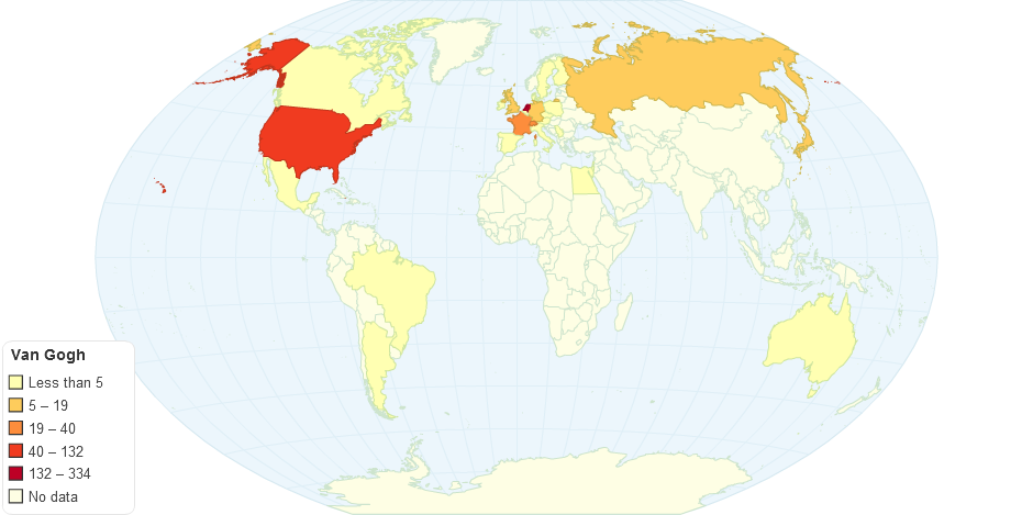 Rozmieszczenie dziel Van Gogha na swiecie
