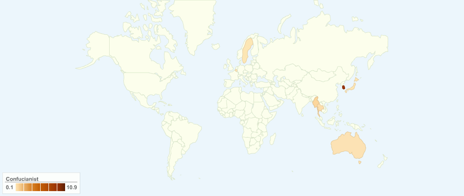 Confucianism Adherents by Country