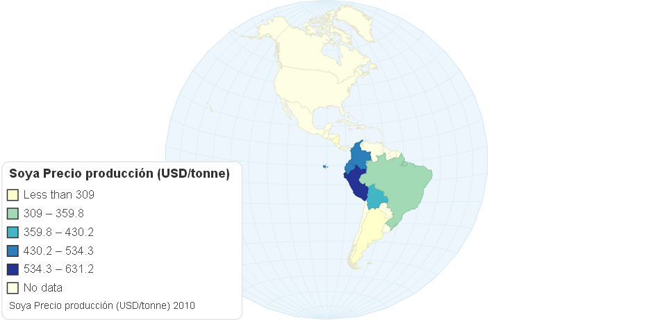 Soya Precio producción (USD/tonne)