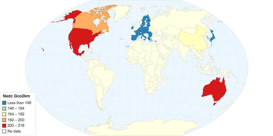 Grams CO2 per Km normalized to NEDC