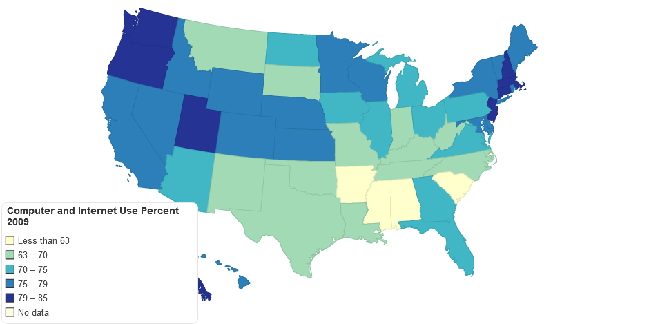 Computer and Internet Use Percent 2009