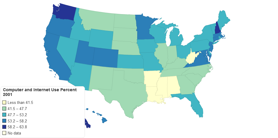 Computer and Internet Use Percent 2001