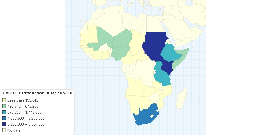 Cow Milk Production in Africa 2010
