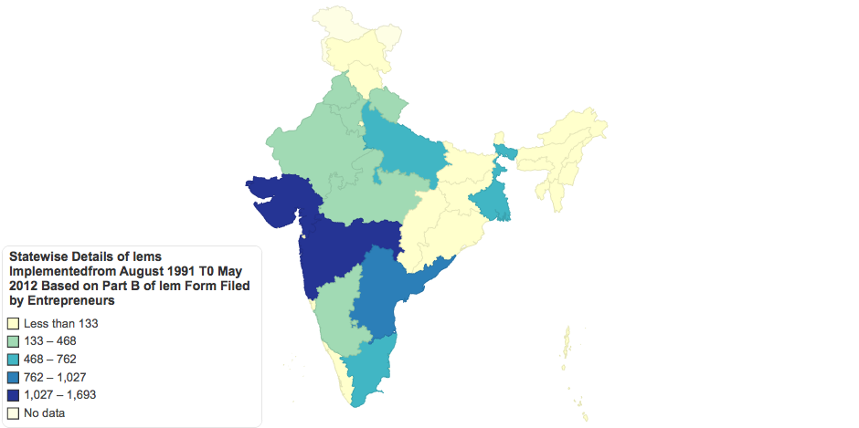 Statewise Details of Iems Implementedfrom August 1991 T0 May 2012 Based on Part B of Iem Form Filed by Entrepreneurs