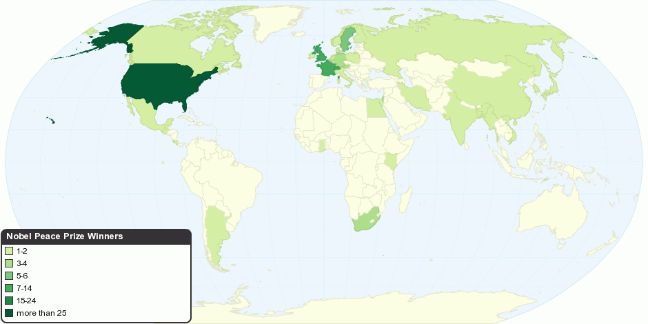 Nobel Peace Prize Winners by Country